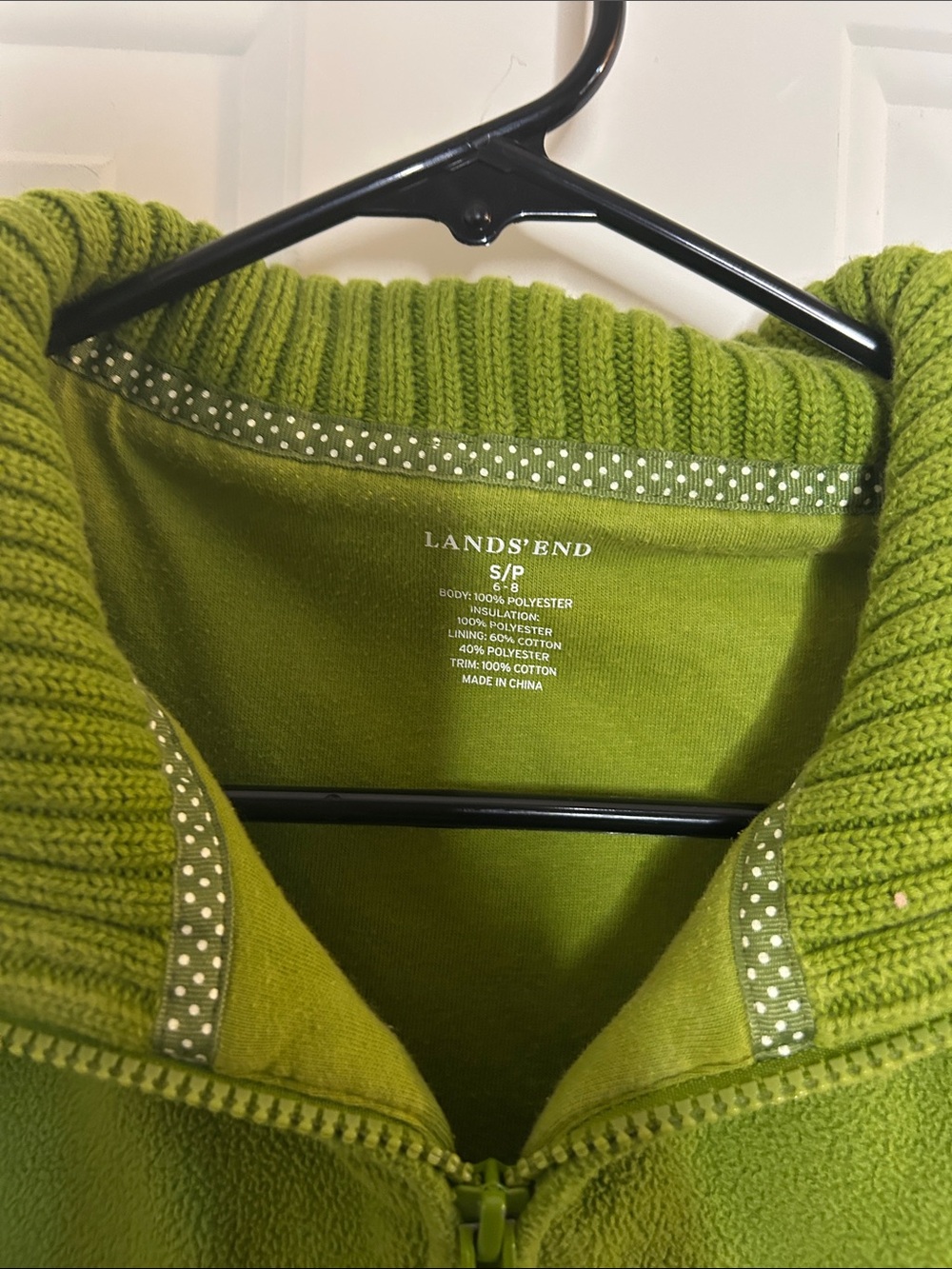Lands' End Bright Green Zippered Fleece Vest - Picture 2 of 2